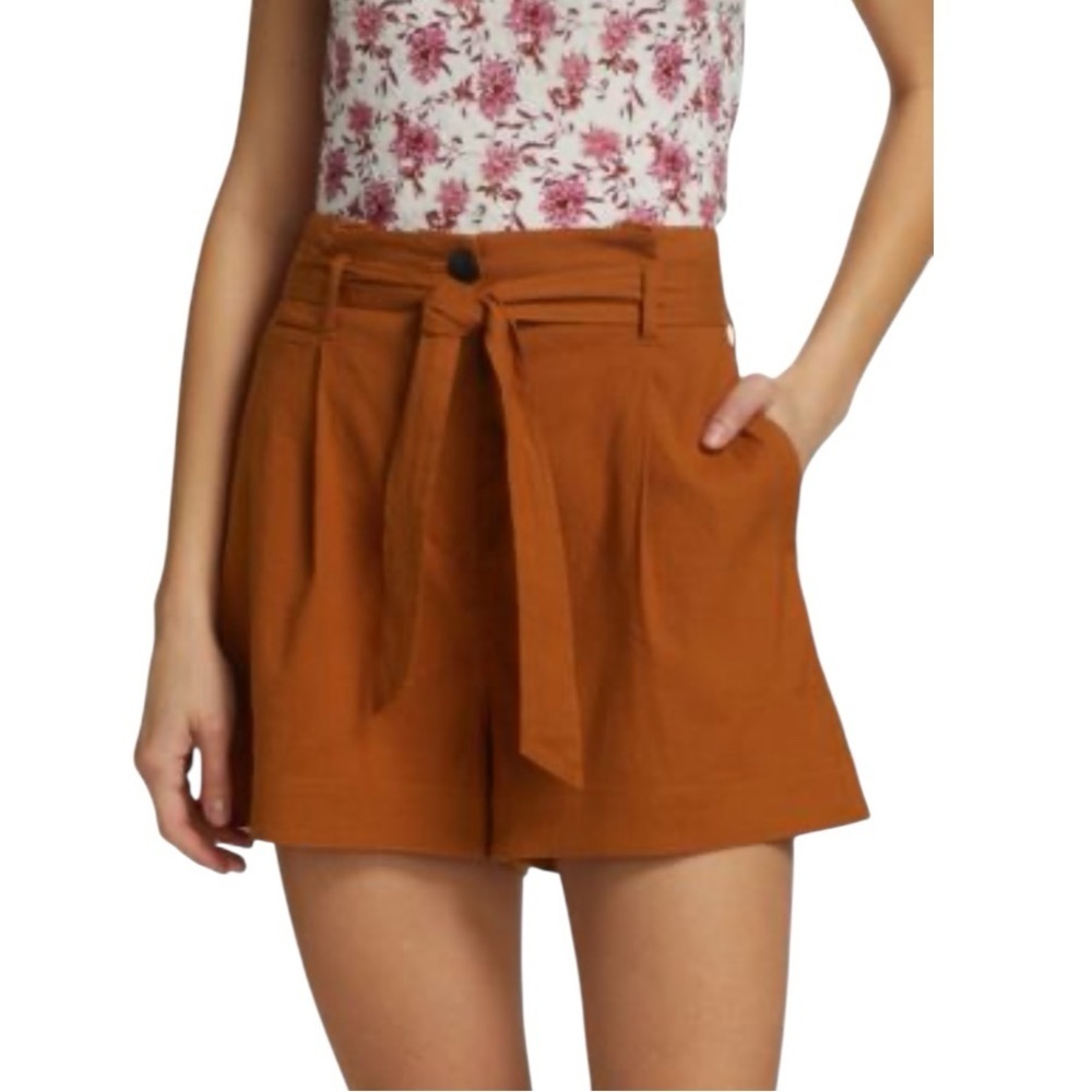 RAG & BONE
River Belted Linen-Blend Shorts Rust SZ 6